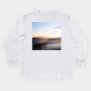 Impressionist dinghy on beach Kids Long Sleeve T-Shirt